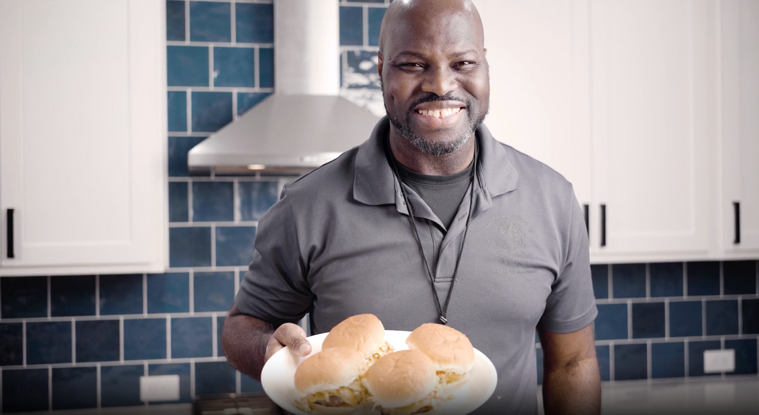 Jerk Burger topped with Mango Pineapple Coleslaw